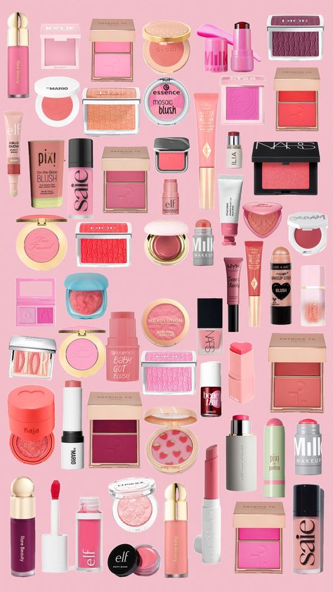 Makeup Collage, Preppy Makeup, Makeup Bag Essentials, Bag Essentials, Makeup Obsession, Pink Makeup, Essential Bag, Friend Birthday Gifts, Makeup Essentials