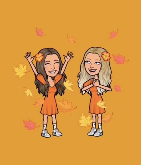 Preppy Snapchat Bitmoji Besties, Autumn Matching Bitmoji, Bitmoji Background, Fall Bitmoji Outfits Snapchat, Snapchat Avatar Ideas, Preppy Bitmoji, Fall Bitmoji Outfits, Snapchat Halloween, Icons Hello Kitty