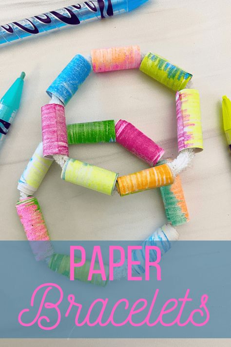 DIY paper bead bracelets are a cute craft idea for kids and adults. Grab a little paper and colored pencils and make some colorful paper bracelets you can wear, sell, or give as gifts to your friends. Learn how to make paper beads with this easy tutorial. #IdeasForTheHome #Kenarry Paper Bracelet For Kids, Flower Wall Hanging Diy, Paper Bracelets, Paper Beads Diy, Table Activities, Stem Club, Paper Flower Wall Hanging, Pirate Activities, Paper Bead Bracelet