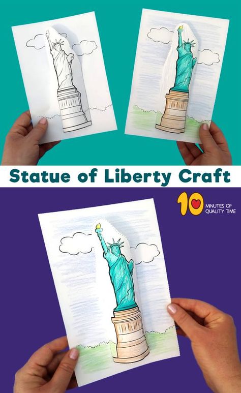 Statue Of Liberty Crafts For Preschool, New York Crafts For Kids, Statue Of Liberty Crafts For Kids, Great Wall Of China Craft, Statue Of Liberty Craft, Kindergarten Social Studies, Free Printable Crafts, Landmarks Art, Homeschool Social Studies