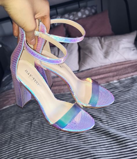 Iridescent Heels, 2024 Plan, Holographic Heels, 11 Birthday, Dance Black, Kids Heels, Prom 2023, Prom 2024, Birthday List