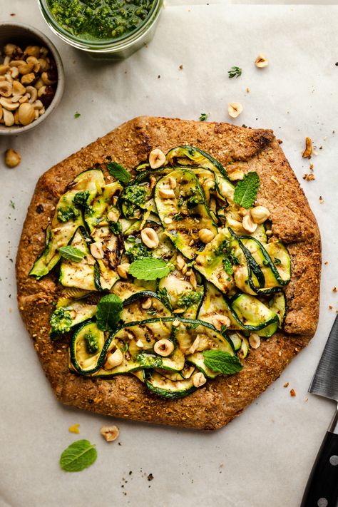 Vegan zucchini galette - Lazy Cat Kitchen Vegan Galette, Zucchini Galette, Zucchini Roasted, Savory Galette, Lazy Cat Kitchen, Roasted Hazelnuts, Cat Kitchen, Galette Recipe, Vegan Zucchini