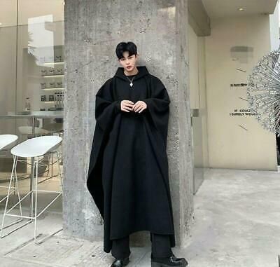 Spring Men's Batwing sleeve Outwear Cape coat Poncho Cloak Jacket Hip Hop Casual | eBay Hip Window Outfit, Modern Male Witch, Wizard Clothing, Male Witch Aesthetic, Poncho Cloak, Choir Robes, Male Witch, Long Coat Men, Traveller Rpg