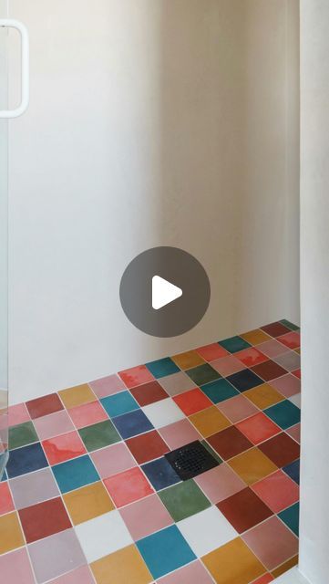 concrete collaborative on Instagram: "let’s embrace COLOR 🌈 //  〰️ would you embrace color?!? comment below 👇  love seeing the process of this colorful shower floor featuring our SoLIDS X STRaNDS in mixed colors in 4”x4” format  by @erinbrowndesign" Concrete Collaborative, Introducing Solids, Colourful Tile, Mixed Colors, Shower Floor, House Inspiration, House Rooms, Backsplash, Solid Colors