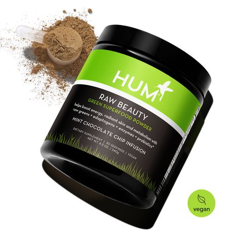 Raw Beauty - Vegan Green Superfood Powder Green Superfood Powder, Hum Nutrition, Green Superfood, Vitamin B2, Superfood Powder, Beauty Vitamins, Vitamins For Skin, Wheat Grass, Mint Chocolate Chips