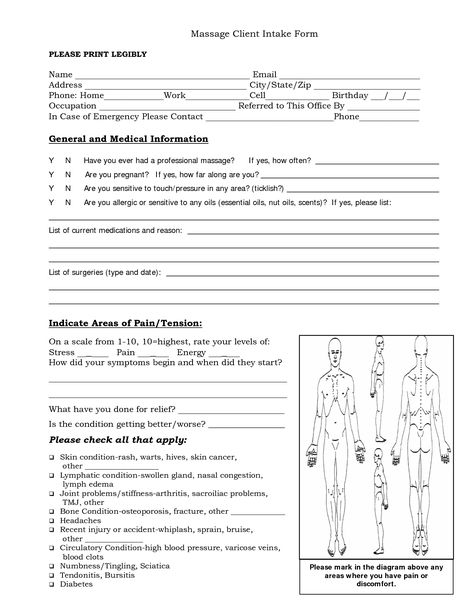 Massage Therapy Office, Massage Intake Forms, Client Intake Form, Massage Therapy Business, Intake Form, Soap Note, Craniosacral Therapy, Massage Business, Professional Massage