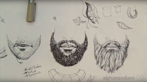 How to draw beards. Beard variations for reference. Styles: Stubble, full beard, long beard. How To Draw Beards, Beard Drawing, Draw Hair, Drawing Hair, Human Figure Drawing, Drawing Pen, Desenho Tattoo, 3d Drawings, Art Instructions