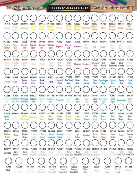 Prismacolor 132 Premier Colored Pencil Chart by TransientArt on DeviantArt Swatch Book, Colored Pencil Tutorial, Coloring Tips, Chart Template, Colored Pencil Techniques, Colouring Techniques, Prismacolor Pencils, Up Book, Coloured Pencils