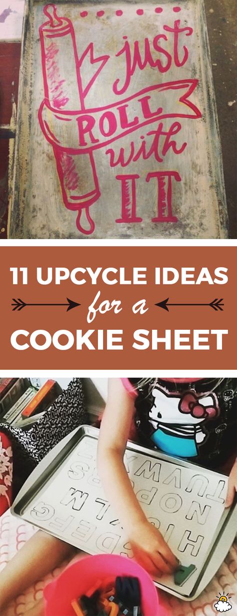 11 Fun And Creative Ways To Reuse Old Cookie Sheets Repurposed Cookie Sheet, Cookie Sheet Crafts, Command Centers, Paint Cookies, Cookie Sheets, Dollar Tree Diy Crafts, Repurposed Items, Upcycle Recycle, Magnetic Board