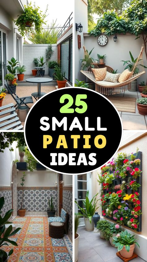 Make the most of your outdoor space with these small patio ideas! 🌿🏡 From cozy seating arrangements to space-saving decor, discover stylish and functional ways to transform even the tiniest patios into a relaxing retreat. Perfect for apartment balconies, backyard nooks, and urban spaces! ✨🌸 #SmallPatio #OutdoorLiving #PatioDecor #BackyardInspo #CozySpaces Small Patio Ideas, Creative Diy Projects, Cozy Seating, Backyard Inspo, Urban Spaces, Apartment Balconies, Small Patio, Garden Lovers, Lush Greenery