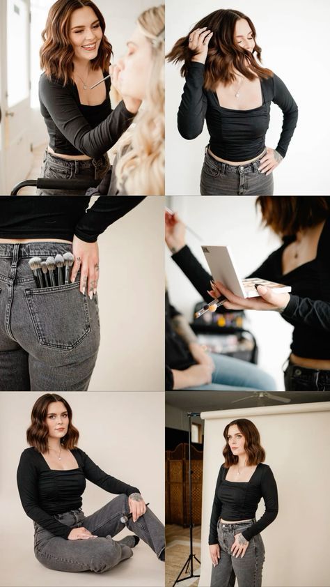 Makeup Artist Attire, Makeup Artists Photoshoot, Branding Photoshoot Makeup Artist, Makeup Artist Outfits, Make Up Artist Branding Photos, Makeup Artist Branding Shoot, Makeup Artist Outfit Ideas, Make Up Artist Photoshoot, Makeup Artist Headshots