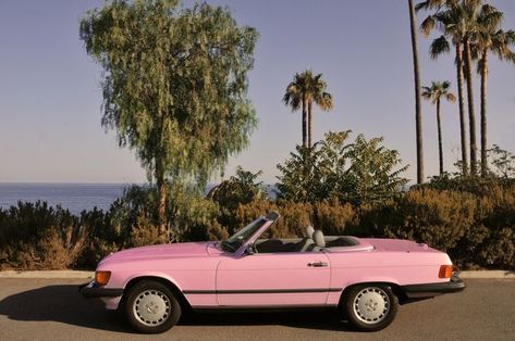 Pink Decals, Pink Editorial, Pink Seat Covers, Pink Decorations, Pink Cars, Pink Convertible, Old Vintage Cars, Pink Curtains, Lovely Car