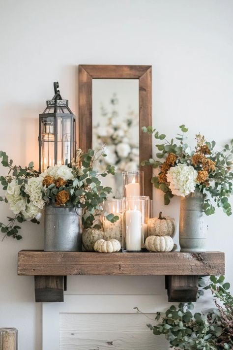 Transform your living space with farmhouse mantel decor tips perfect for every holiday! This pin showcases beautiful and inspiring ideas to decorate your mantel with seasonal accents and rustic charm. Discover easy and budget-friendly ways to create a stunning focal point in your home Farmhouse Mantel Decor, Reclaimed Wood Mantel, Farmhouse Mantel, Romantic Signs, Holiday Mantel, Wood Mantels, Minimalist Layout, Vintage Lanterns, Different Holidays