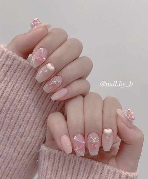 Nail 2024, Bow Nails, Coquette Nails, Golden Nails, Asian Nails, Hippie Nails, Hello Nails, Subtle Nails, Cute Nail Art Designs