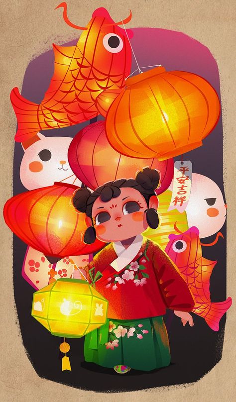 Studio Ghibli Crafts, Festival Paint, Drawing Competition, New Year Art, New Year Illustration, Drawing Journal, Mid Autumn Festival, Preschool Art, Childrens Art