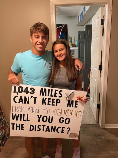 Prom Proposal From Girlfriend, Long Distance Promposal Ideas, Long Distance Hoco Proposal, Long Distance Promposal, Girl Ask Guy, Prom Poster, Prom Posters, Prom Proposals, Cute Prom Proposals