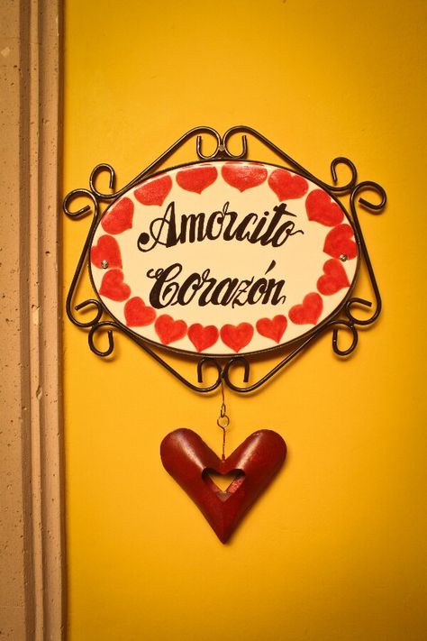 Mexican devotional decor: Amorcito corazon Mexican Love Aesthetic, Chicano Love, Mexican Culture Art, Mexican Wall, Mexican Home Decor, Mexican Home, Hacienda Style, Mexican Girl, Mexican Decor