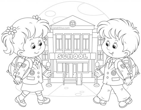 Back to School Coloring Pages | SarahTitus.com Sarah Titus, Kids Printable Coloring Pages, Back To School Pictures, Kids Going To School, Photo Tag, School Images, Kid Coloring Page, School Coloring Pages, Back To School Kids