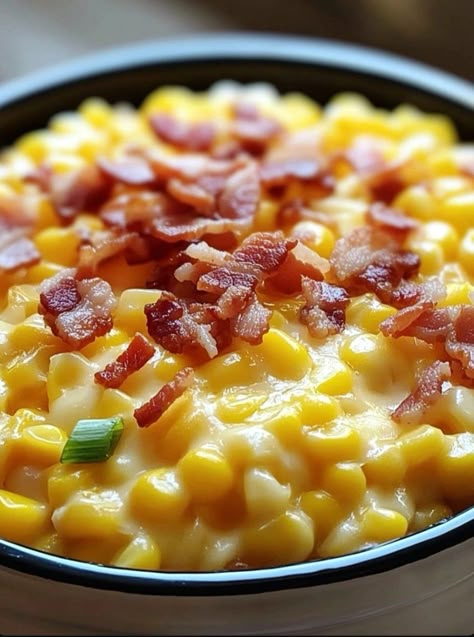 Health meal, low carbs meals, keto meal Corn Dishes Recipes, Side Dish Crockpot, Corn With Bacon, Scalloped Corn Casserole, Cheddar Corn, Slow Cooker Creamed Corn, Corn Recipes Side Dishes, Slow Cooker Salisbury Steak, Creamed Corn Recipes