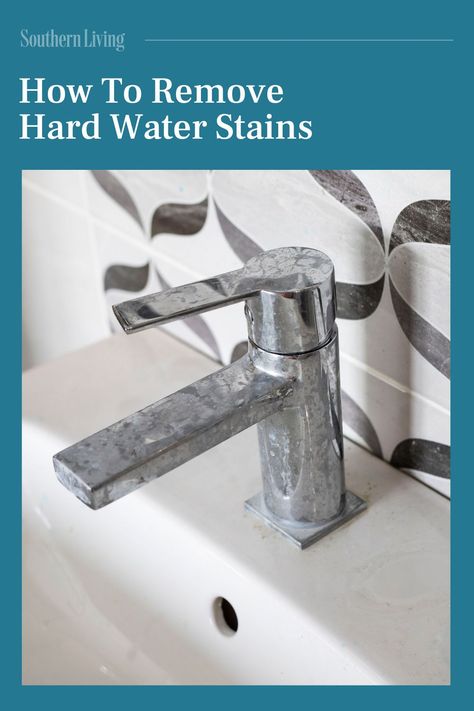 Hard Water Build Up On Faucet, How To Remove Hard Water Stains, Remove Water Spots, Cleaning Your House, Remove Water Stains, Tile Stained, Breakfast Party Foods, Cleaning Faucets, Hard Water Stain Remover