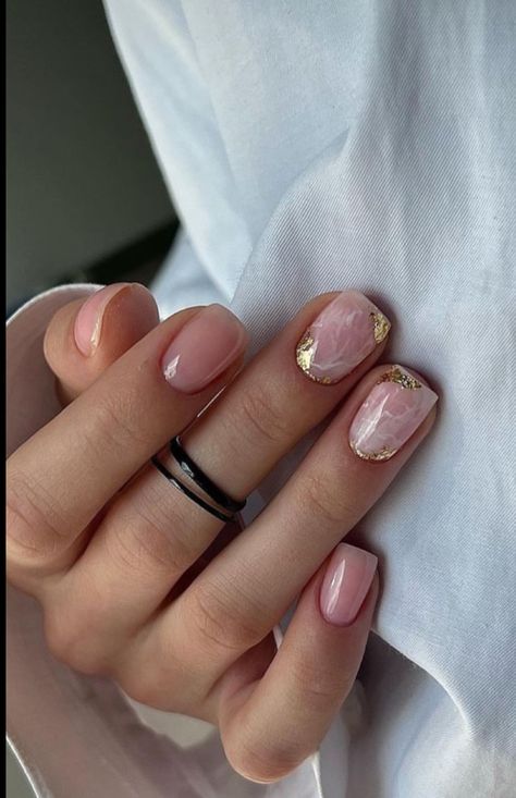 Nails Inspiration Ballerina, Pink Nails Inspiration, Pastel Pink Nails, Milky Nails, Short Square Nails, Casual Nails, Pearl Nails, Short Nail, Black Nail