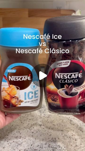 Sandra G | Coffee - Cafe ☕️ on Instagram: "Nescafe Ice v Classico ☕️  Direct comparison of these two instant coffees @nescafeusa   Iced coffee comparison make up: 2 tsp of instant coffee 4 oz of water to dissolve (hot for classico) +4 oz of iced water (total water in drink, 8 oz) 1 tbsp of vanilla creamer (35 cal) Vanilla cold foam on top (~70 cal per drink)  Total =~ 100 cal  Here are my findings: 👩🏻‍🔬 - Nescafe ice has smaller granuals > classico - Nescafe ice is more concentrated than the classico = has a stronger coffee taste - I used 2 tsp for each. Yes you can use more of the classico an achieve a similar taste - Similar flavors - Nescafe ice was “easier” to use (I didnt have to heat water to dissolve) - Both dissolved fast in 4 oz of water (hot for classico) - Both are great opti Diy Coffee Concentrate, Ice Coffee With Instant Coffee, Nescafe Instant Coffee Recipes, Nescafé Ice Roast Recipe, Instant Espresso Iced Coffee, Instant Coffee Iced Coffee Recipe, Nescafe Iced Coffee, Nescafé Ice, Nescafe Iced Coffee Recipe