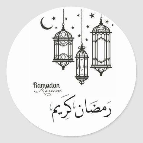 Ramadan Kareem Round Sticker, Glossy Classic Round Sticker | Zazzle.com Photo Ramadan, Ramadan Printables, Eid Mubarak Stickers, Ramdan Kareem, Nail String, Eid Stickers, Ramadan Images, Ramadan Kareem Decoration, Ramadan Background