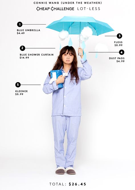 How to look "Under the Weather" on Halloween; creative costume idea for under $30 and easy to assemble. Under The Weather Costume, Halloween Costume Ideas Diy, Weather Costumes, Last Minute Kostüm, Costume Homemade, Terrifying Halloween, Creative Costume, Halloween Creative, Homemade Ideas