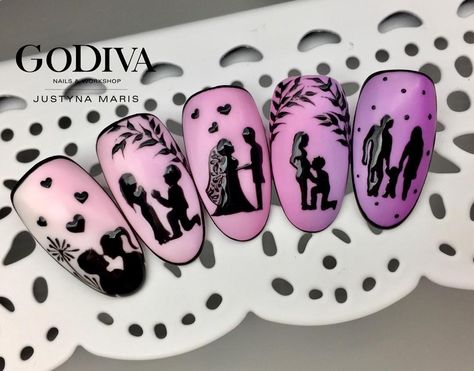 Couple Nail Art, Baby Nail Art, Classy Nail Art Ideas, Tape Nail Art, Nail Art Stencils, Bridal Nails Designs, Quick Nail Art, Unghie Nail Art, Acrylic Nail Shapes