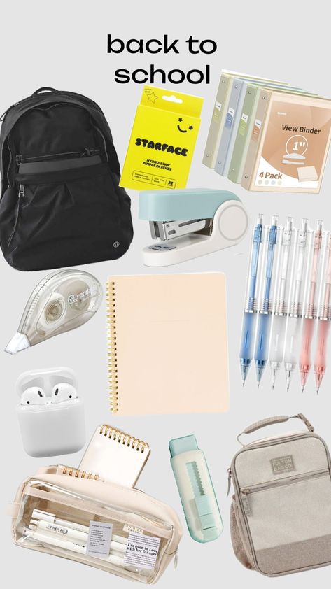 school supplies!! #backToSchool Back To School Stuff, Girl School Supplies, College Student Hacks, Back To School Organization, School Bag Essentials, Student Hacks, Back 2 School, Bag Essentials, Back To School Supplies