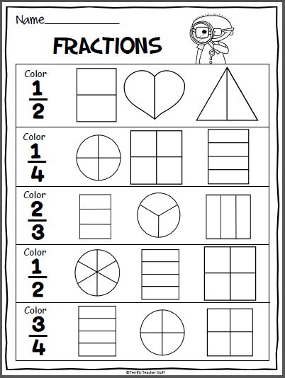 Math Fractions Worksheets, Identifying Fractions, Fraction Practice, Dividing Fractions, First Grade Worksheets, 2nd Grade Math Worksheets, 1st Grade Math Worksheets, Fractions Worksheets, 2nd Grade Worksheets