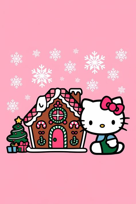 Pink Christmas Hello Kitty Wallpaper Ipad, Hello Kitty Advent, Christmas Background Hello Kitty, Pink Gingerbread Background, Hello Kitty Gingerbread House, Hello Kitty Christmas Drawing, Hello Kitty New Year Wallpaper, Kawaii Wallpaper Sanrio, Hello Kitty Christmas Wallpaper Iphone