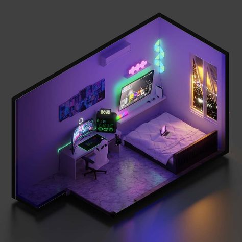 Small Gaming Room Ideas, Playstation Room, Gaming Bedroom Ideas, Indoor Hammock Bed, Small Room Setup, Men Room, Dream Setup, Gaming Bedroom, Gamer Bedroom