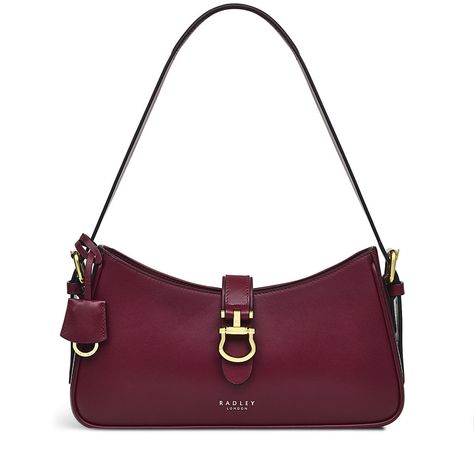 Dark Cherry Medium Shoulder Bag | Linden Gardens | Radley London Bags, Radley London, Pretty Bags, Purse Accessories, Cute Bags, Leather Hobo, Fashion Furniture, Small Bags, Leather Shoulder Bag