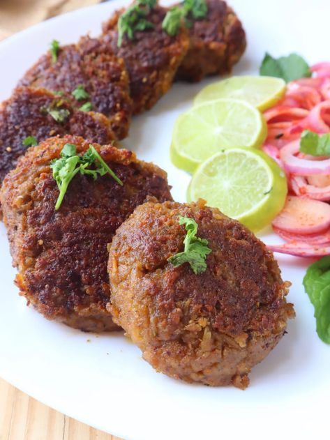 Galouti Kebab Recipe or Mutton Galouti Kebab | Savory Tales Mutton Starter Recipe, Mutton Kebab Recipes, Galouti Kebab Recipes, Galouti Kabab, Mutton Kebab, Mutton Kabab, Kebabs Recipes, Kebab Platter, Punjabi Dishes