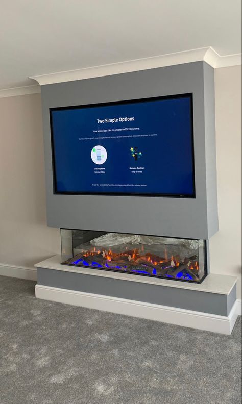 New Forest 1600 Electric Fire, British Fires New Forest, Convert Garage To Room, Electric Fire Suites, Media Walls, Fire Wall, Decor Salon, Fireplace Tv Wall, Decor Fireplace