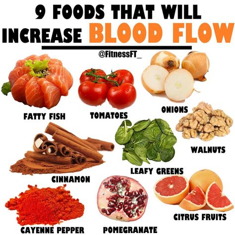 Amber - FitnessFT on Instagram: “🔥 FOODS TO INCREASE BLOOD FLOW 🔥⠀ -⠀ Bad blood circulation can be caused by many different things. But it is never a good thing to have a…” Healthy Food Chart, Easy Juice Recipes, Increase Blood Flow, Food Health Benefits, Healthy Food Facts, Herbs For Health, December 8, Healing Food, Overall Health