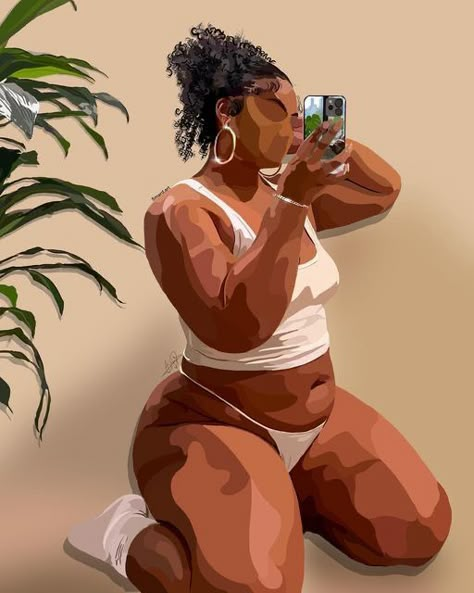 Plus Size black girl cartoon. #fashion #aesthetic #cartoon #plussizefashion Noir Tattoo, Melanin Art, Body Positivity Art, Black Art Painting, Afrocentric Art, Black Artwork, Black Cartoon, Black Art Pictures, Black Love Art