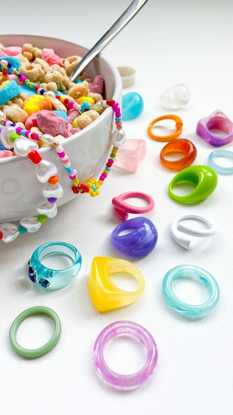 Colorful Jewelry Photoshoot, Y2k Jewelry Photoshoot, Funky Jewelry Photography, Colourful Jewellery Photography, Y2k Product Photography, Colorful Jewelry Photography, Beads Photoshoot, Jewelry Advertising Photography, Cereal Photography