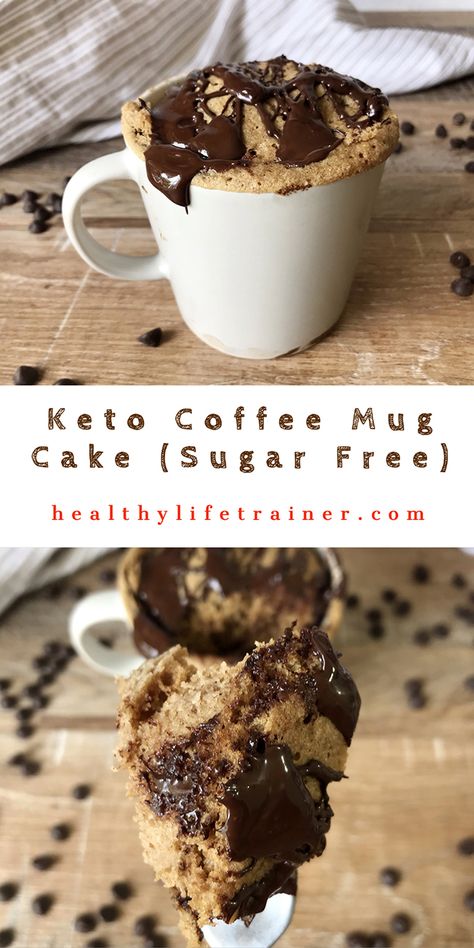 Keto Coffee Mug Cake (Low Carb and Sugar Free)-Healthy Life Trainer Keto Coffee Mug Cake, Mug Cake Low Carb, Coffee Mug Cake, Coffe Mug Cake, Low Carb Mug Cakes, Keto Mug, Mug Cake Healthy, Keto Board, Clean Desserts