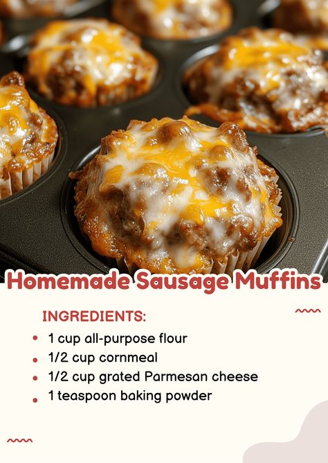 Homemade Sausage Muffins Pancake Muffins With Sausage, Easy Corn Chowder, My Heavenly Recipes, Hamburger And Potatoes, Sausage Muffins, Bacon Muffins, Slow Cooker Salisbury Steak, Beef Stroganoff Crockpot, Heavenly Recipes