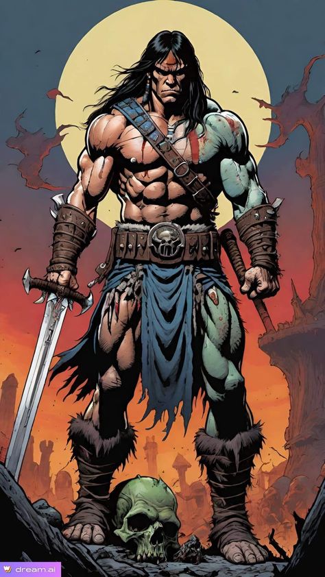 Conan The Barbarian Art, Conan Barbarian, Conan The Barbarian Comic, Barbarian Art, Conan O Barbaro, Conan The Destroyer, Warriors Illustration, Drawing Superheroes, Marvel Heroines