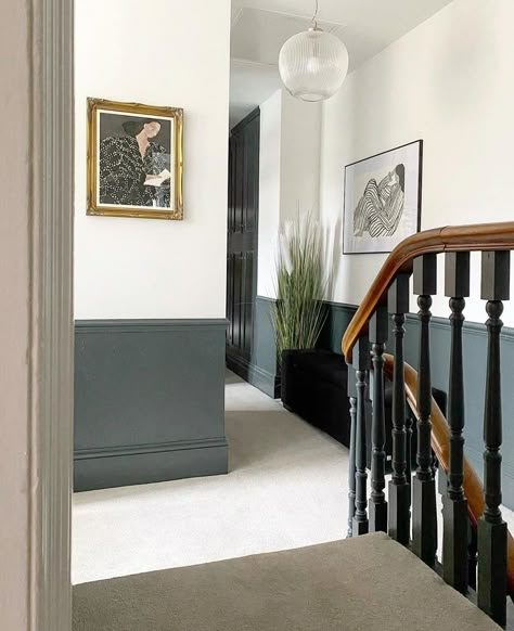 Flat Hallway, Hallway Wall Colors, Stairs And Hallway Ideas, Hallway Colours, Hallway Inspiration, Narrow Hallway Decorating, 1950s House, 1930s House, Home Hall Design