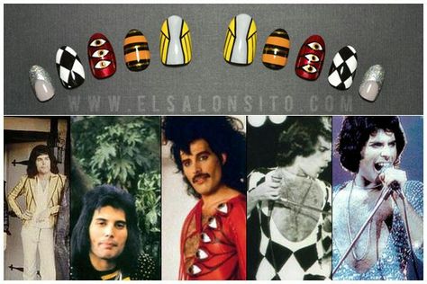 Band Nails, Queen Nails, Freddy Mercury, Goth Nails, Inspired Nails, Queen Art, Queen Band, Dream Nails, Gel Nail Art