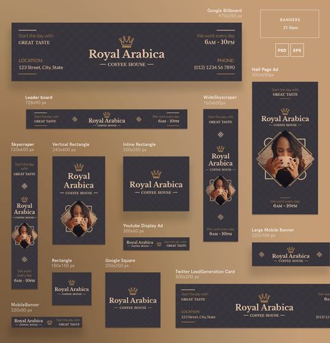 Coffeehouse Modern and Creative Design Templates on Behance Banner Branding, Marketing For Small Business, Website Ads, Design In Photoshop, Design Motivation, Banner Design Layout, Web Ads, Poster Design Layout, Email Template Design