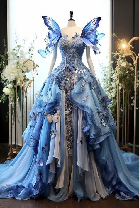 Fantasy Fairy Dress, Nature Dresses, Gown Dress Design, Dress Design Ideas, Fairy Gown, Ball Ideas, Oc Outfits, Fairy Wedding Dress, Fairy Dresses