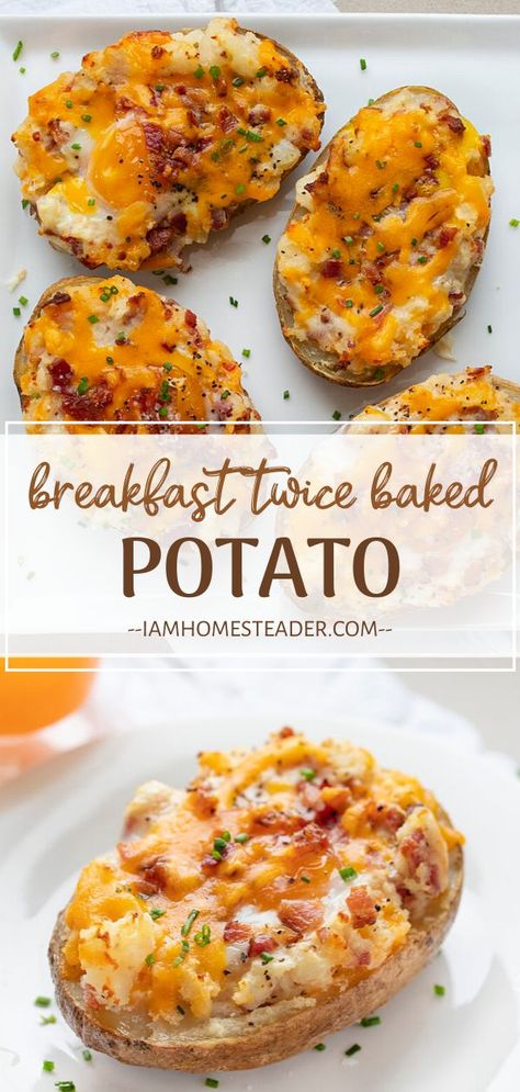 Mothers Day Food Ideas, Baked Potato Breakfast, Breakfast Baked Potatoes, Potato Breakfast Casserole, Potato And Egg Breakfast, Twice Baked Potato, Potato Breakfast, Easy Breakfast Recipes, Casserole Easy