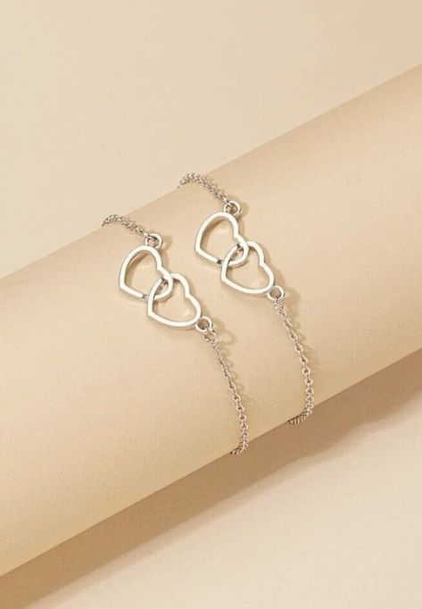 Set Of 2 Silver Matching Bracelets - Friendship - Sister Heart Bracelets  | eBay Friendship Bracelets Silver, Matching Friendship Bracelets, Sisters Best Friends, Heart Bracelets, Bracelets Friendship, Sisters By Heart, Bracelets Silver, Three Sisters, Matching Bracelets