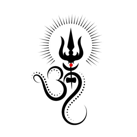 Om symbol logo with trishul | Premium Vector #Freepik #vector #shiv #mahadev #shiva #lord-shiva Mahadev Symbol, Mahadev Logo, Shiva Logo, Hindu Logo, Om Drawing, Shiva Symbol, Om Painting, Om Logo, Shiva Trishul