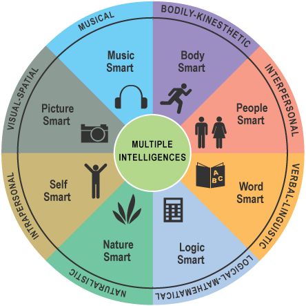 The Multiple Intelligences Model. This is a great visual which depicts Howard Gardner's theory of intelligence being multi-faceted. This model is important for educators to understand so that we can better meet the instructional and learning needs of each student. Howard Gardner Multiple Intelligences, Gardner Multiple Intelligences, Multiple Intelligence Test, Multiple Intelligence Theory, Psychology Blog, Ap Psych, Ap Psychology, Multiple Intelligence, Multiple Intelligences